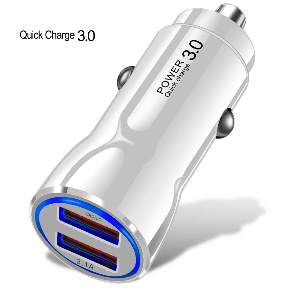 White Олаф мини USB 3.1A Быстрая зарядка 3,0 Быстрая зарядка двойной USB Автомобильное зарядное устройство для Iphone 8 X XS для huawei p20 lite Автомобильное зарядное устройство для телефона - Тип штекера: White
