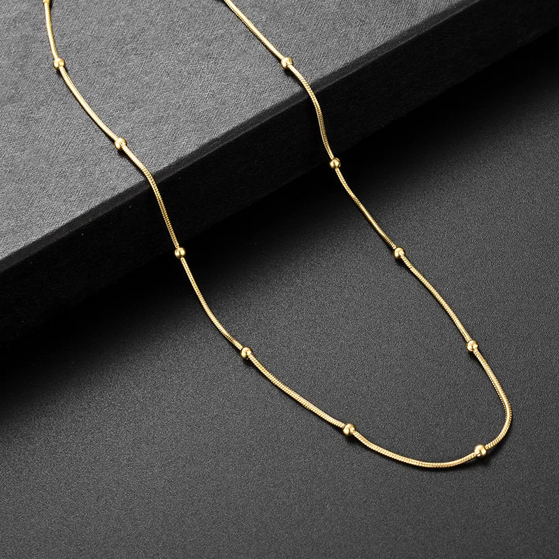 SIPENGJEL Fashion 316 Stainless Steel Round Ball Gold-colorl Pendant Necklace Link Chain Choker For Women Man Jewelry | Украшения и