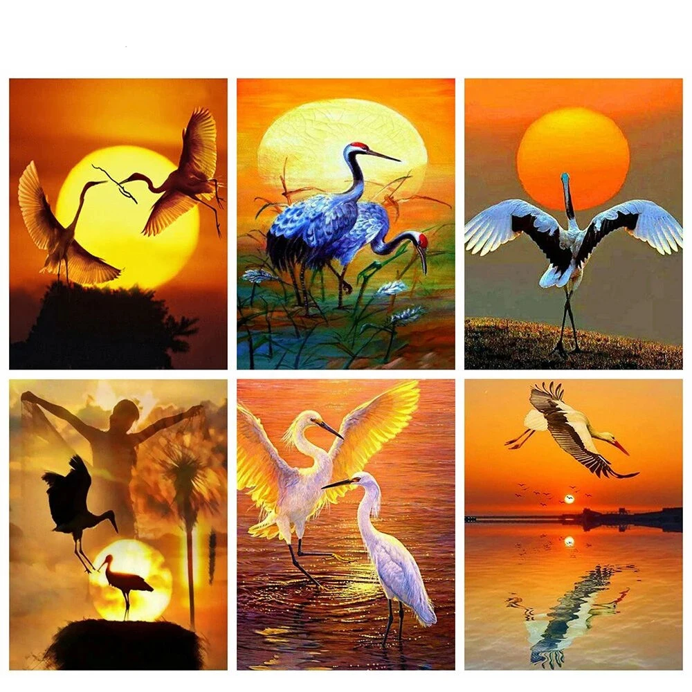 

5D Diy Diamond Embroidery Crane Animals Diamond Painting Kit Full Round/square Rhinestone Cross Stitch Art Home Decoration Gift