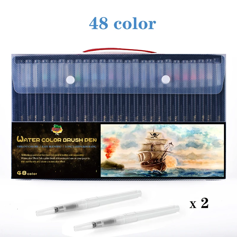 Акварельный набор кистей и ручек цвета рисунок маркер надписи эскиз картина