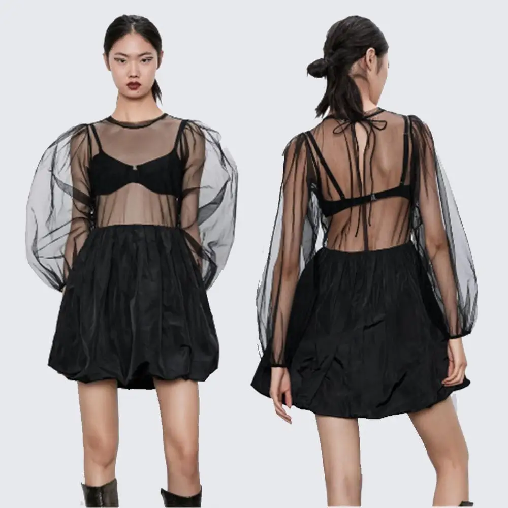 Женское фатиновое платье ZA новое весеннее сексуальное мини из тафты и тюля