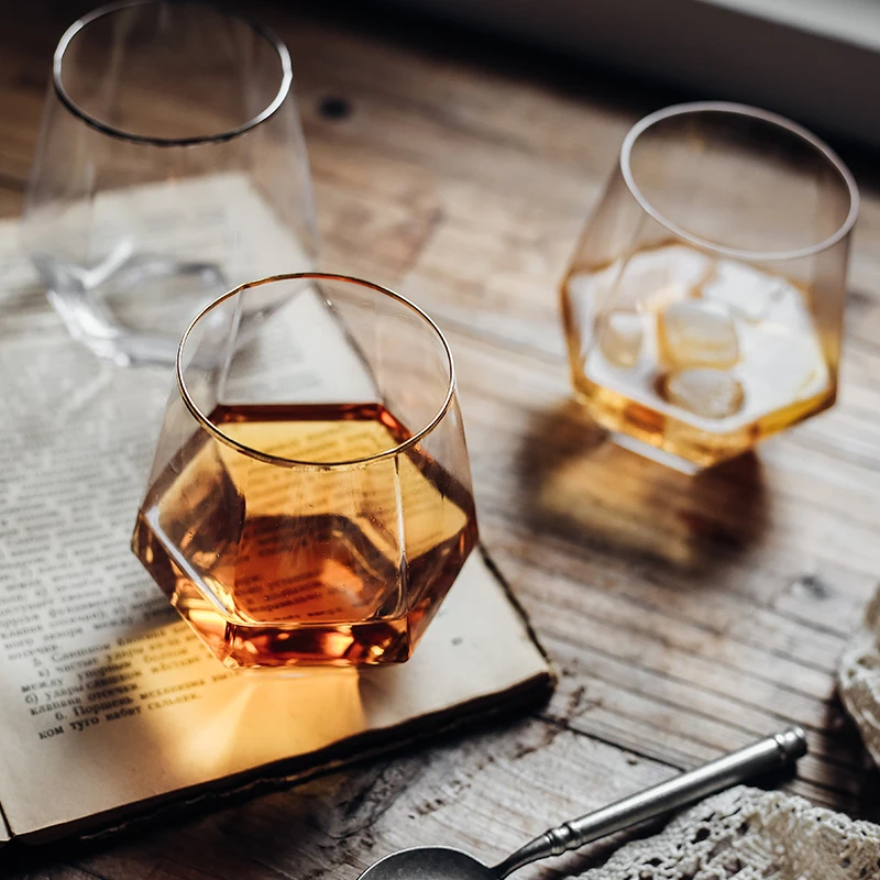 Стакан для виски шестиугольный Алмазный бокал вина восьмиугольный стакан с