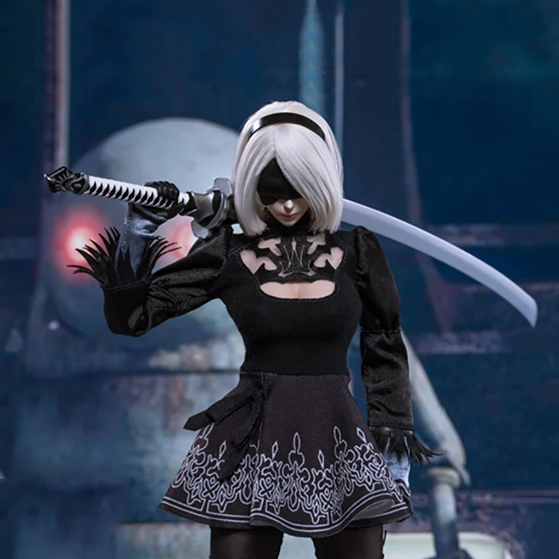 

TFTOYS TF01 1/6 NieR:Automata YoRHa Girl Head Carved with Sword Clothes Lace Skirt Set for 12'' Female Action Figure Body Model