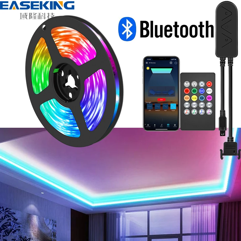 

Светодиодная ленсветильник s 5050 с изменением цвета, светодиодные светильник вые полосы в комплекте с Bluetooth, лампочки для спальни, кухни, укра...