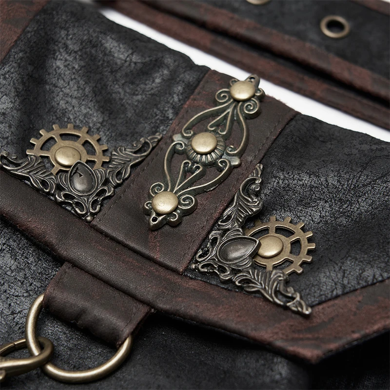

PUNK RAVE Women's Steampunk Retro Waist Bag Exquisite Metal Hardware Accessories Decoration Detachable Chain Punk Waist Bag