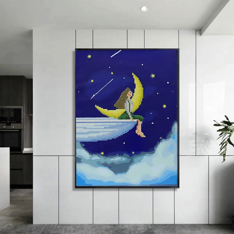 Meian Алмазная краска для рисования по номерам с рамкой Moon Girl частичное настенное