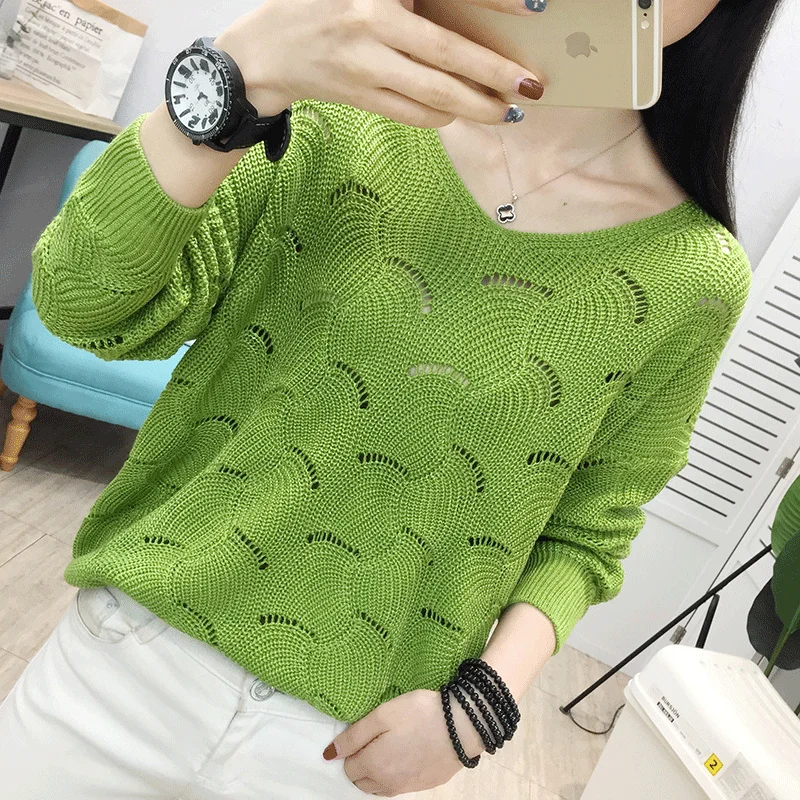 

Women's V-neck loose long sleeve thin women's Outerwear top