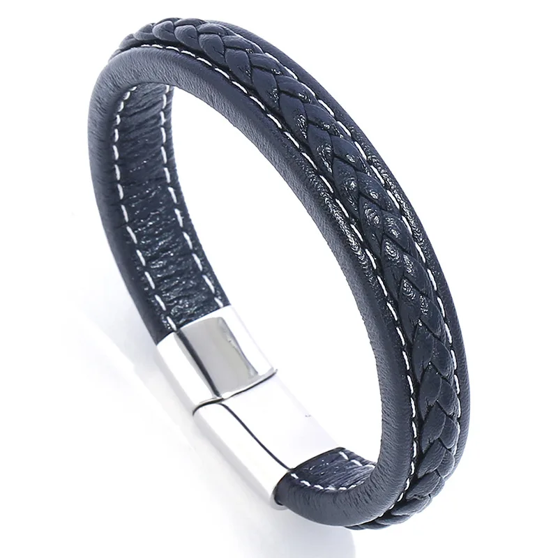 

Hand-woven Multi-layer Men's Leather Bracelet Stainless Steel Multi-layer PU Leather Bracelet Creative Simple Bracelet