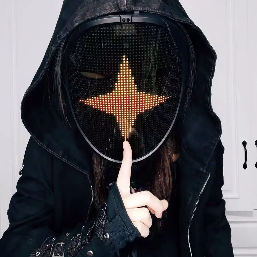 Inductive Bluetooth App Costume Props Neon Led Luminous Mask USB Changing RGB Lights Up Party Halloween Christmas GIFT | Дом и сад