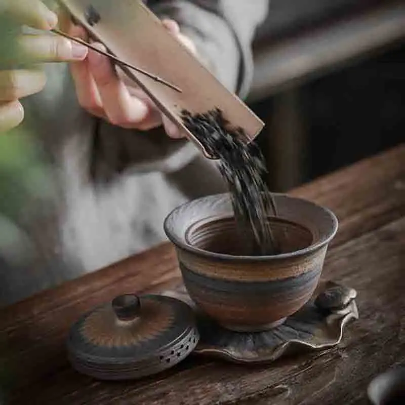 Винтажный Gaiwan керамический ржавчина глазурованный чайный набор чаша с блюдцем крышка чайный сервиз грубая Керамическая пиала Tureen для пуэр 170 мл чайная посуда для напитков