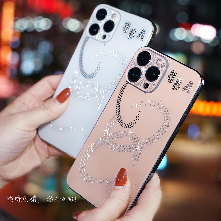 

Phone Full Cover Tempered Protective Film For Iphone 11 12 13 Pro Max XR XS Protective Film Rhinestone Back Film Tempered Glass