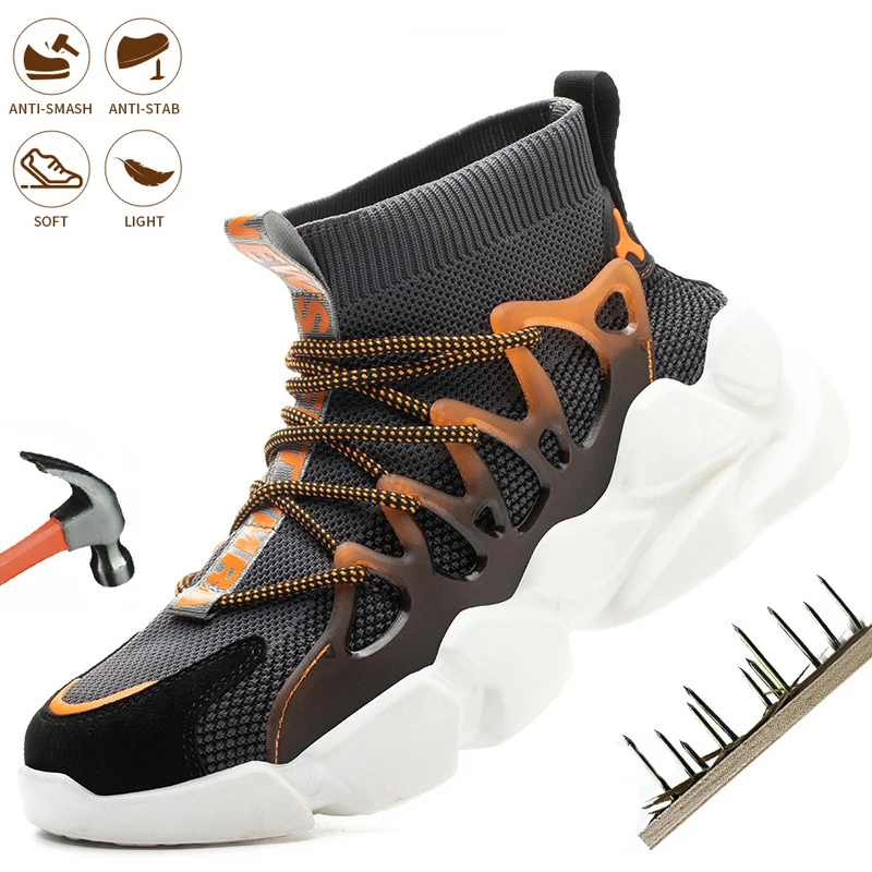 

Safety Shoes Mens Lightweight Work Boots Steel Toe Cap Working Shoes Indestructible Male Anti-Puncture Work Shoes Men