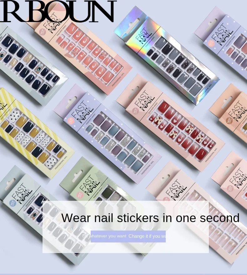 

Nail Art Fake Nails with Glue Tips Clear Press on False Coffin Stick Display Full Cover Artificial Designs Detachable ABS Kiss