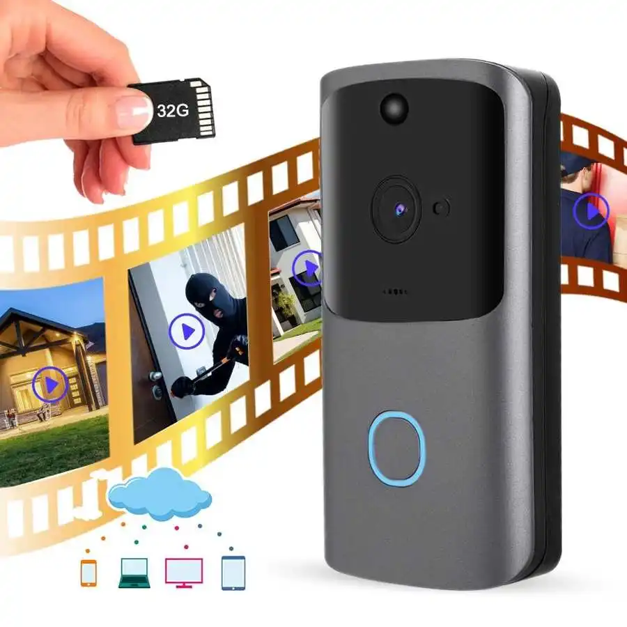 Deurbel met камера Серый видео дверной звонок беспроводной WiFi телефон безопасности