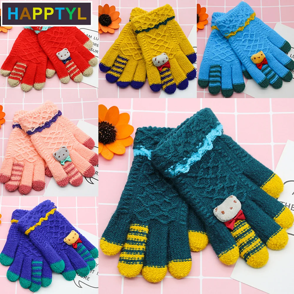 HAPPTYL/1 пара детских перчаток Детские Зимние теплые вязаные перчатки для мальчиков