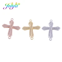 juya handmade religious jewelry supplies micro pave zircon cross connectors accessories for women men christian jewelry making