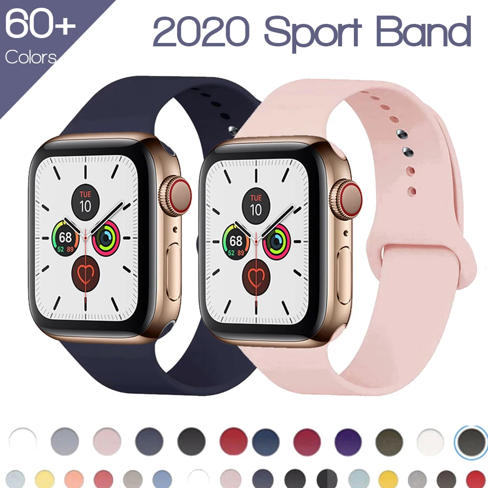 Мягкая силиконовая лента для наручных часов Apple Watch Series 5 4 3 2 6 SE 38 мм 42 резиновый
