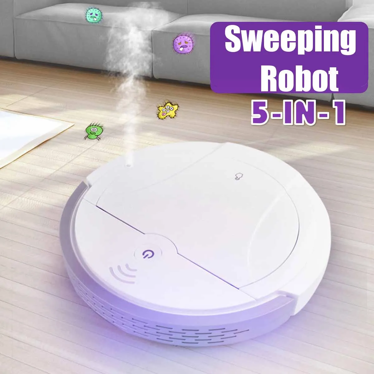 

5-in-1 Fully Automatic Multifunctional Smart Robot Vacuum Cleaner USB Charging Sweeping Robot Dry/Wet UV Disinfection Cleaner