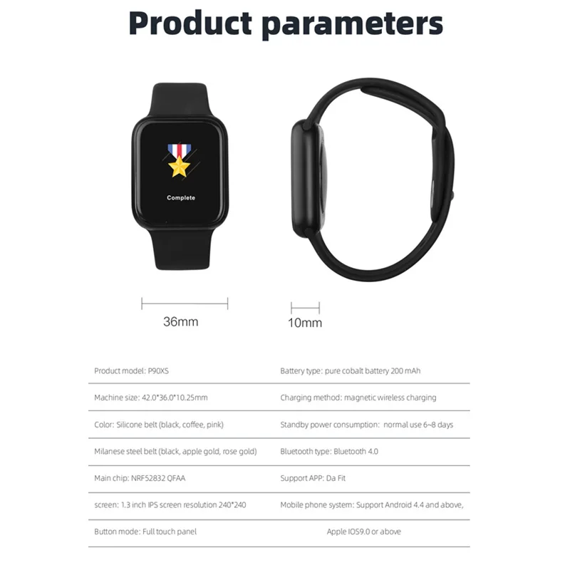 Smartwatch P90 Full Touch Screen Smart Watch Men Women Waterproof Heart Rate Blood Pressure Multi-Sports Mode Fitness Tracker