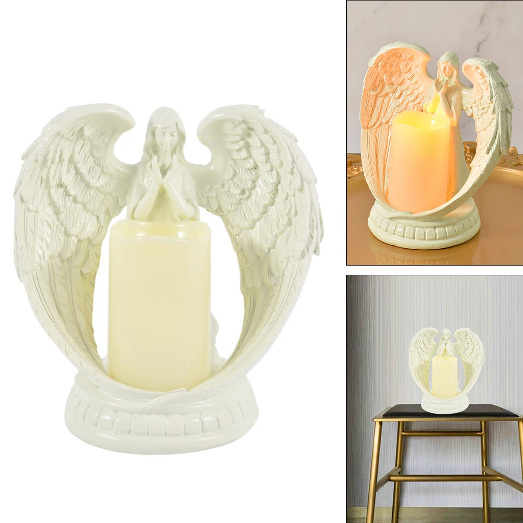 Bereavement Gifts Sympathy Memorial Angel Wing Resin Statue Candle Holder Church Candle Remembrance Condolence Present