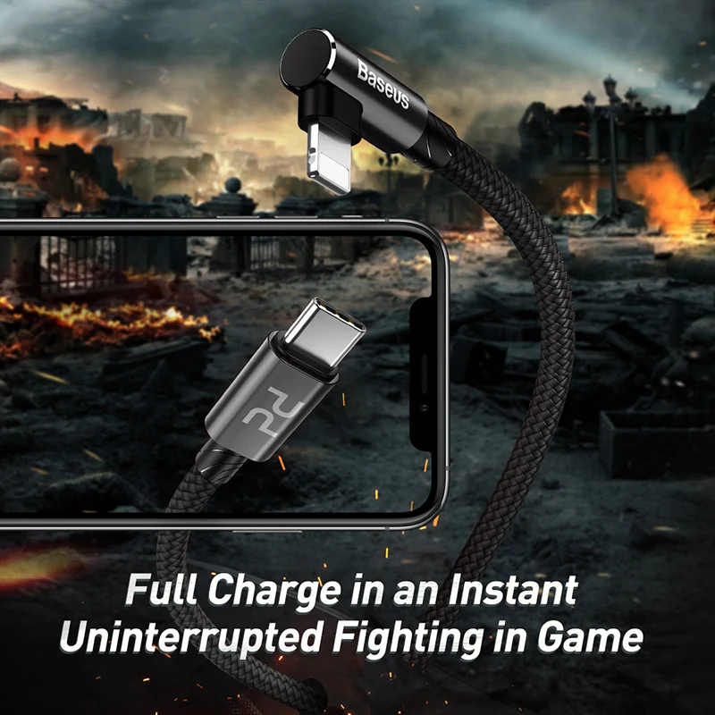 Baseus 18 Вт PD usb type C кабель для iPhone XS Max XR X 8 Plus Быстрая зарядка зарядное устройство USB кабель быстрая передача данных USB шнур провода