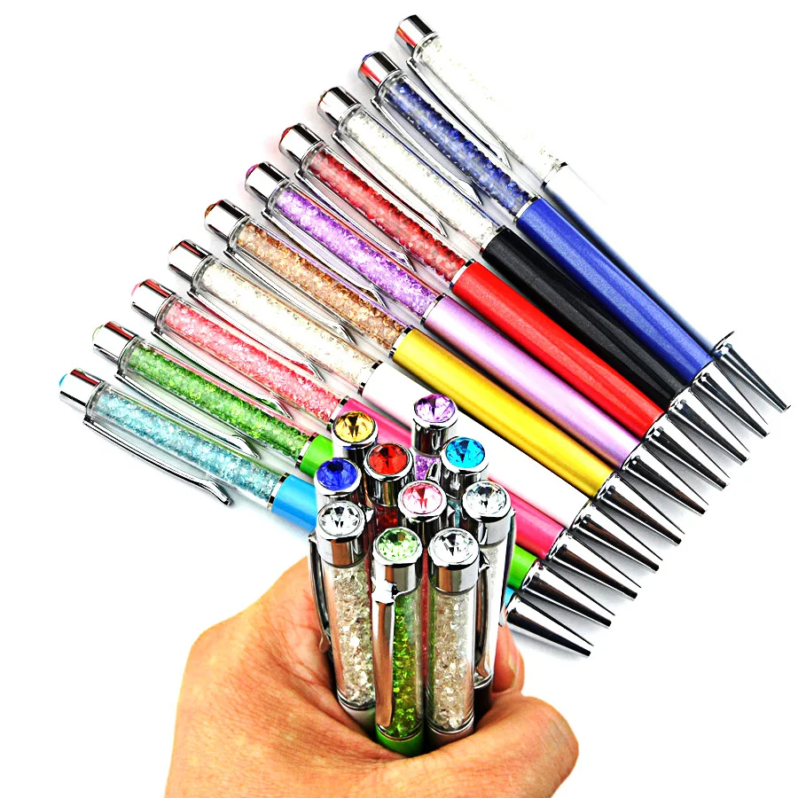 

500pcs/Lot Creative Crystal Diamond Ballpoint Pen Metal Advertising Gift Can Custom Logo School Office Stationery Wholesale
