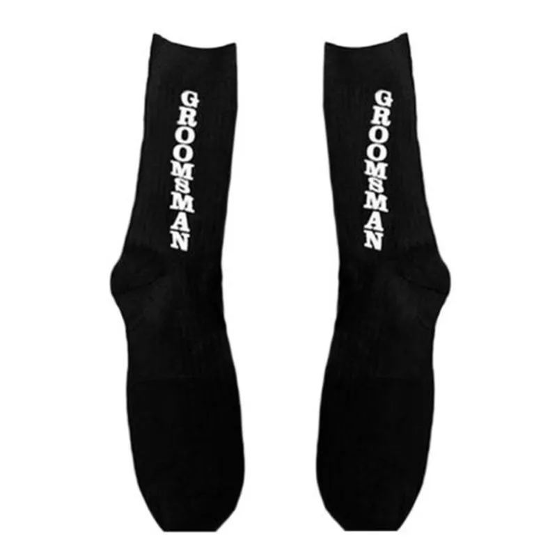 

Mens Black Socks Creative Wedding Party Groom Best Man Letter Usher Ring Bearer Page Boys