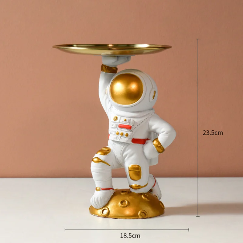 

23CM Modern Creative Resin Astronaut Decoration TV Wine Cabinet Home Decoration Porch Key Storage Tray Ornaments Nordic Luxury