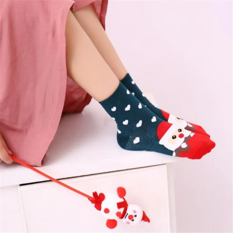 MYORED/5 пар женских носков подарочные носки на Рождество Хлопковые женские