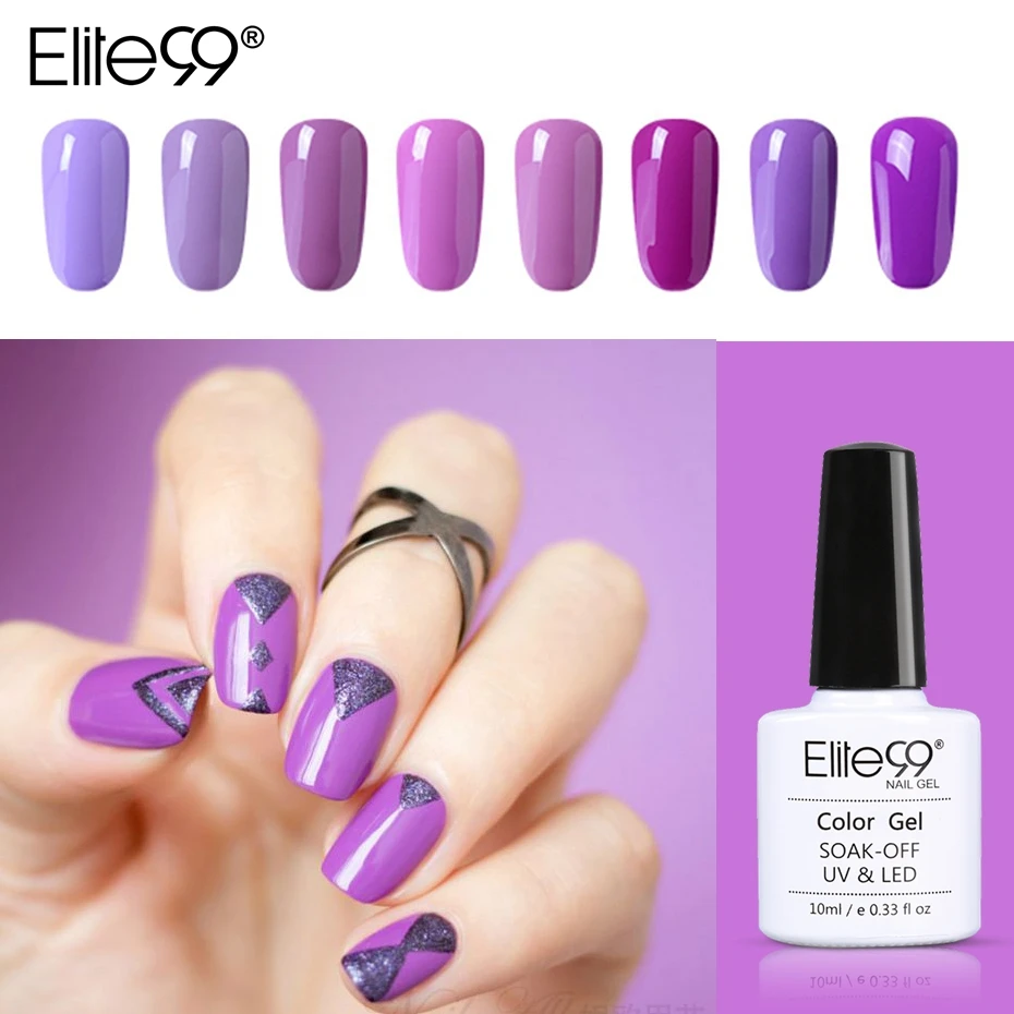 Elite99 10 мл дизайн ногтей фиолетовый Цветной Гель лак гель УФ светодиодный