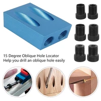 19 pcs woodworking oblique hole locator drill bits pocket hole jig kit angle drill guide set hole puncher diy carpentry tools