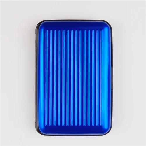 blue PURDORED, 1 шт., Одноцветный алюминиевый держатель для карт, мужской кредитный держатель для карт чехол, банковская карта, блокирующий Жесткий Чехол, кошелек - Цвет: blue