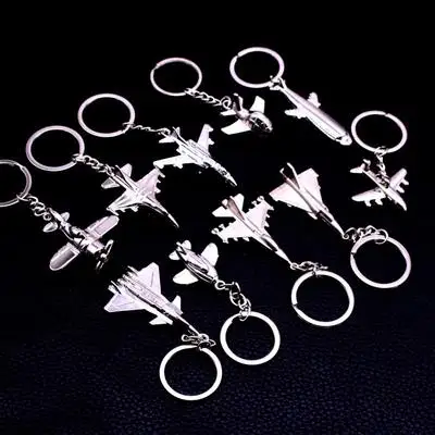 

J-20 And Other Types Of Aircraft Fighter Model Key Chain Car Key Chains Stainless Steel Ring Key Ring Men's Backpack Pendant