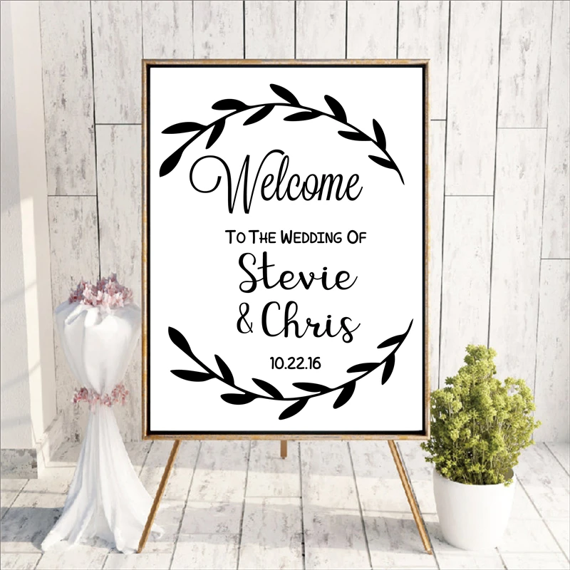 Personalised Welcome to the Wedding of Decal Sign Rustic Decor Decals Removable Custom Name Date sticker LW676 |
