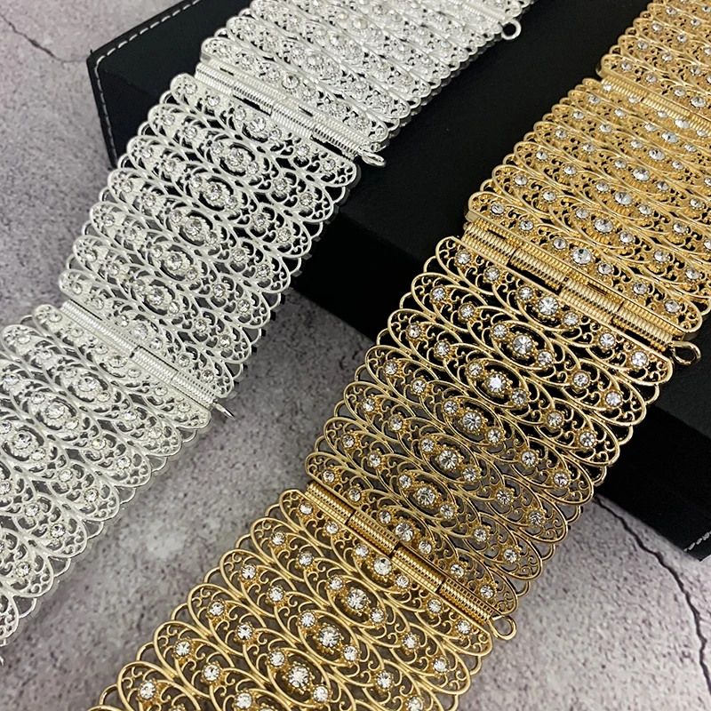 Gorgeous Square Design Crystal Waist Chain For Women Filled With Rhinestone Bridal Belt Gold Moroccan Women Belt Dress