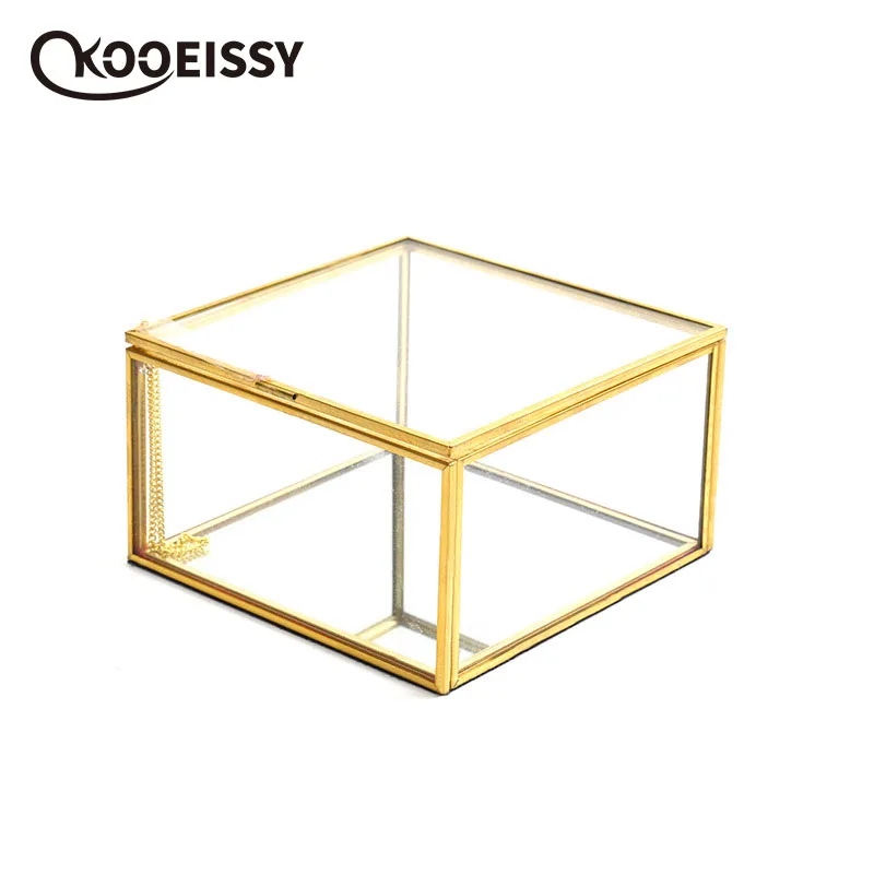 Геометрический квадратный стеклянный Органайзер с крышкой прозрачная