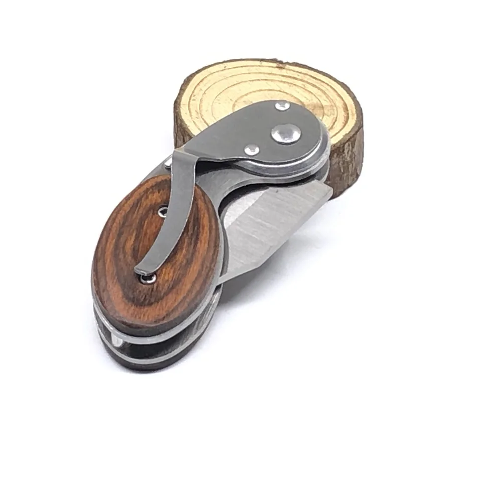 Складной карманный нож для выживания тактический с деревянной ручкой уличный