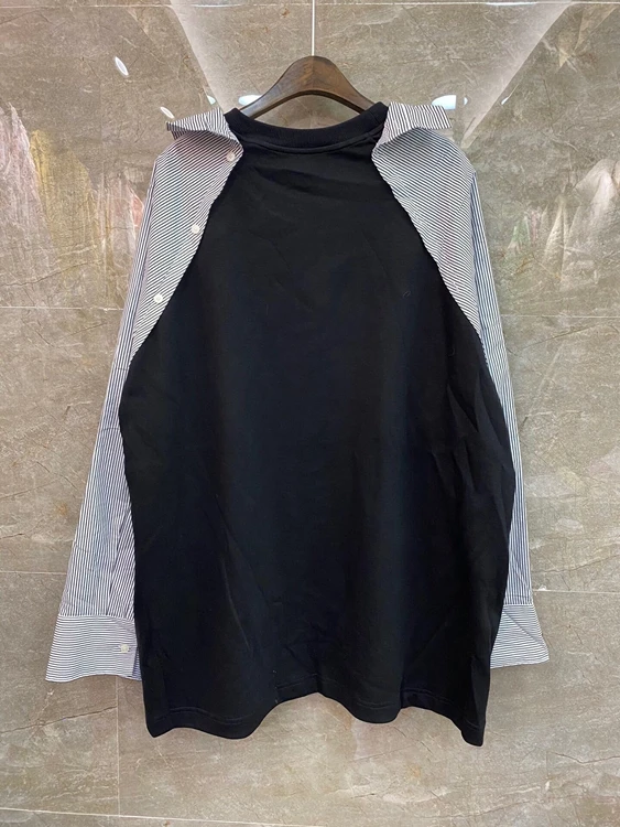 

2021 early spring new women's irregular stripe decoration long-sleeved loose-fitting blouse 104