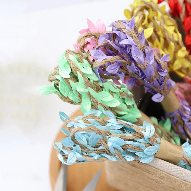 10 м искусственные зеленые листья конопляная веревка натуральный джутовый шпагат