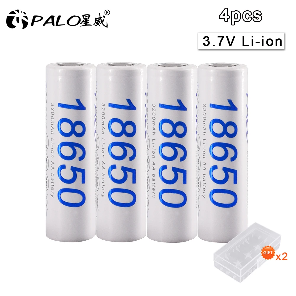 PALO 4 шт. 18650 30A 3 7 V 3200 мА/ч литий ионный аккумулятор Перезаряжаемые Батарея ионная li