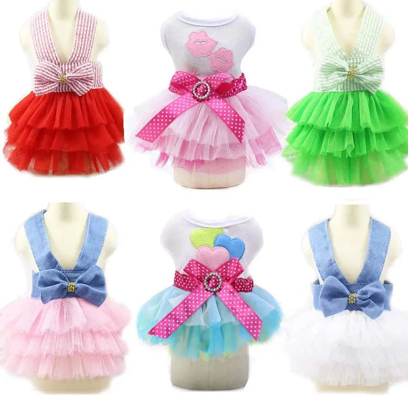 2020 Summer Dog Clothes Tutu Skirt Wedding Lace Tulle Princess Dress for Small Dogs Yorkies Puppy Girl Party Birthday Costumes | Дом и сад