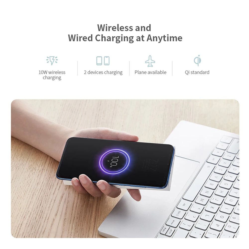 Xiaomi 10000mAh беспроводной банк питания WPB15ZM 10W Выход двухсторонняя Быстрая зарядка
