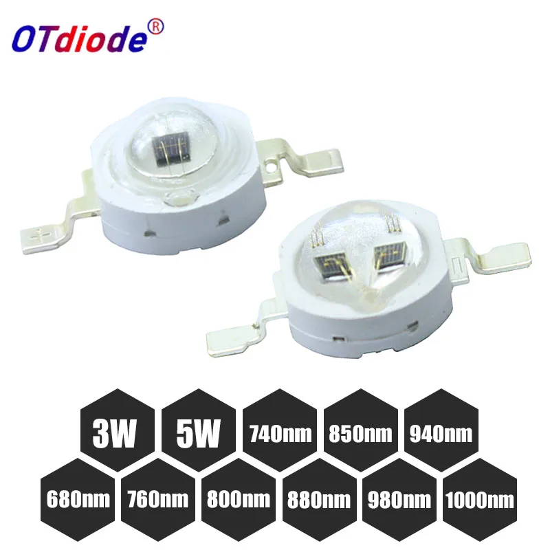 

High Power LED Chip IR Infrared 3W 5W 680nm 740nm 800nm 850nm 880nm 940nm 980nm Emitter Diode Light Lamp for Night Vision Camera