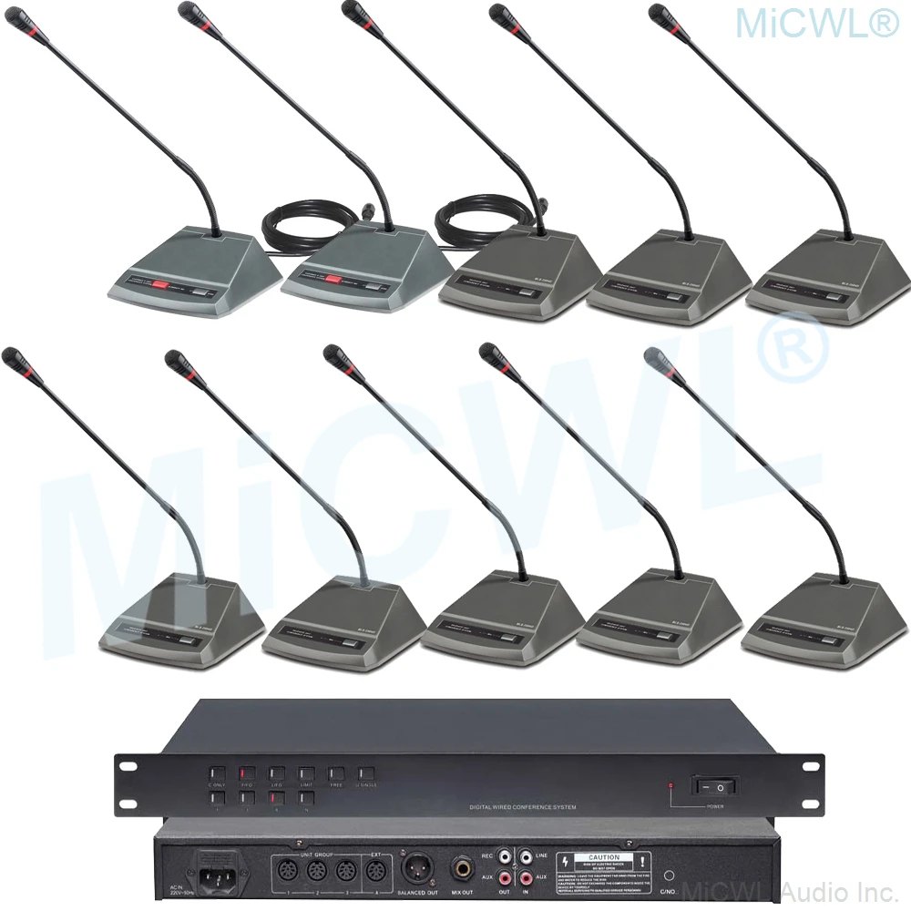 

Pro 12 Desktop Gooseneck Digital Conference Microphones System 1 President 11 Delegate Table Unit MiCWL A350M-A04