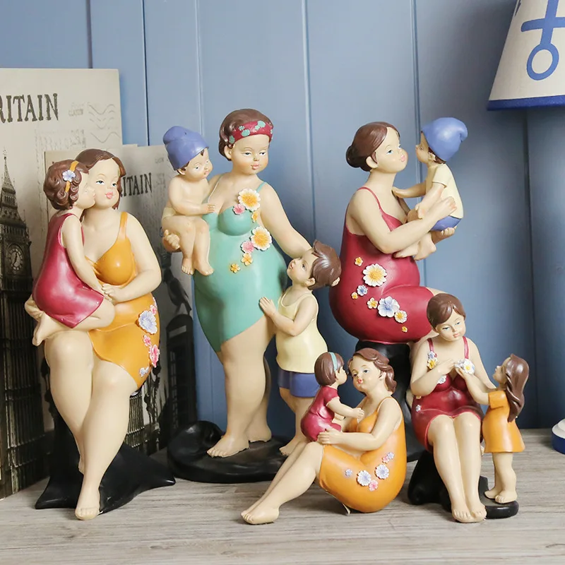 

[HHT]American Rural Mother and Son Love Series Character Decoration Warm Family Resin Crafts Home Decoration Mother's Day Gift