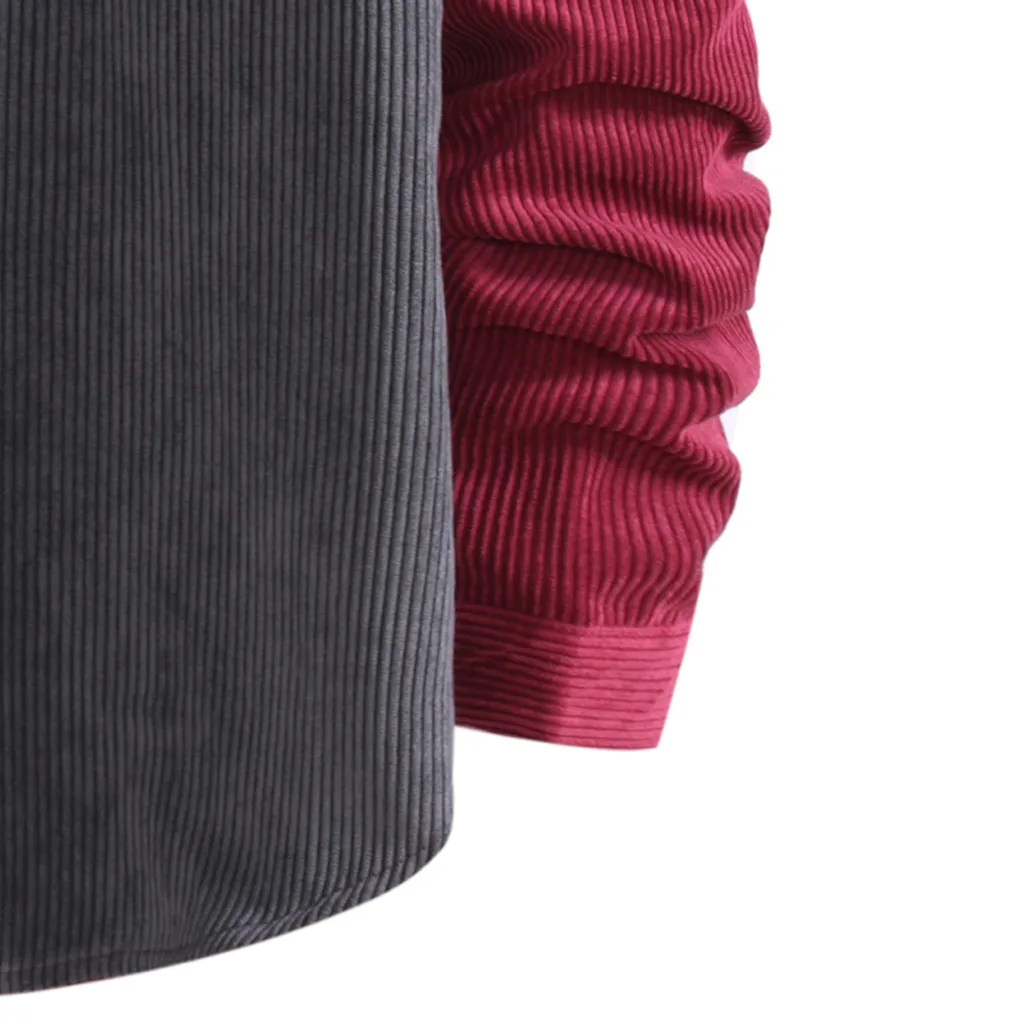 

Brand Men Corduroy Shirts Long Sleeve Turn-down Collar Large Patchwork Korean Style Vintage Trendy Loose Mens Streetwear Camisa