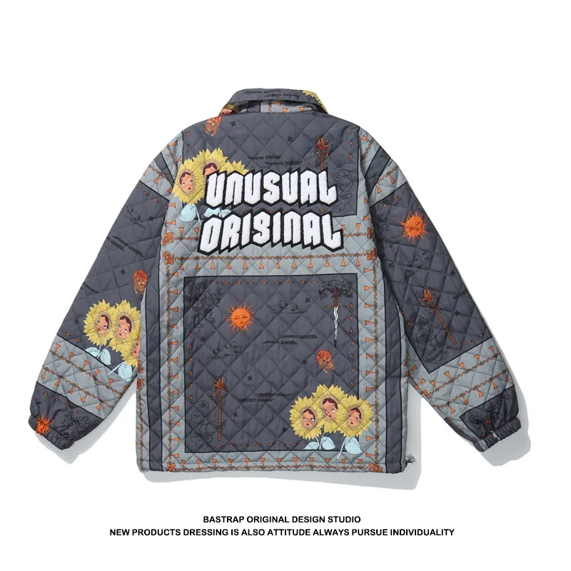 

2020 Cotton Clothes Harajuku Winter Coat Female Casual Parka Feminina Skull Graffiti Couple Cotton Padded Jacket Women Tops SM0
