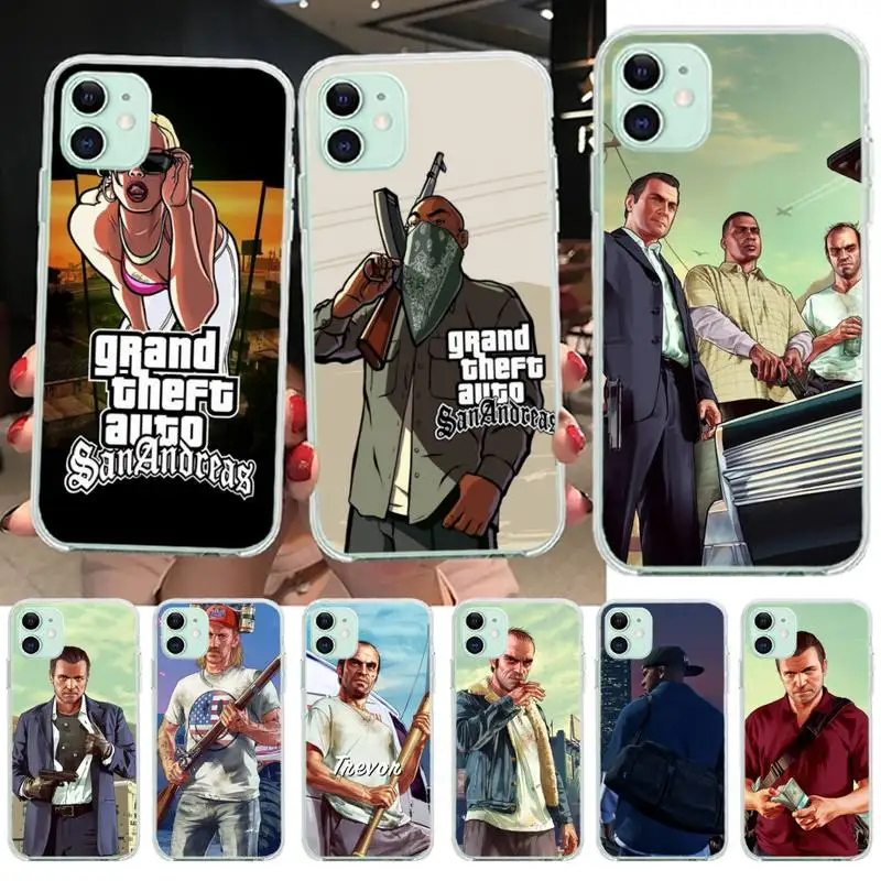 

San Andreas GTA Grand Theft Auto 5 TPU black Phone Case Cover Hull for iPhone 11 pro XS MAX 8 7 6 6S Plus X 5S SE 2020 XR cover