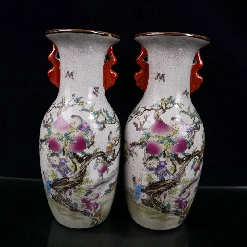 

Китайская керамика открытые Пастель для всей семьи Роза изделия из фарфора Jiuzi персикового цвета с рисунком Амфора два уши бутылка ваза для ...