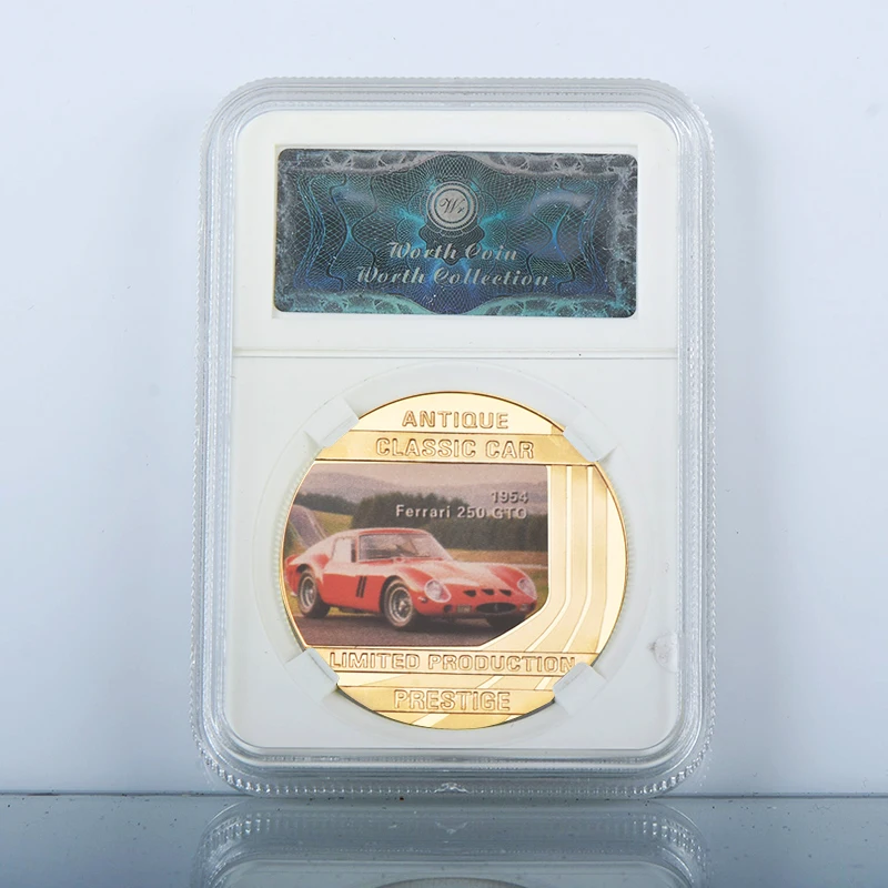 Design 1 in Case Классические винтажные автомобили Позолоченные памятные монеты металлические монеты с защитным корпусом коробка держатель Бизнес подарок для мужчин - Цвет: Design 1 in Case